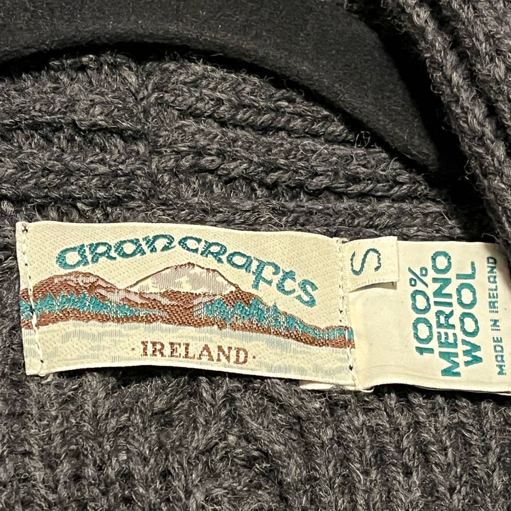 Aran Crafts Shawl Neck Diamond Merino Wool Cardigan Small - Picture 5 of 5